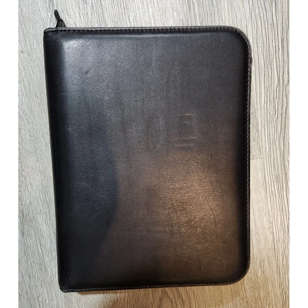 Day-Timer Black Leather Desk Planner Organizer Binder Excellent Condition